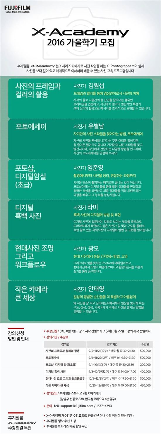 후지필름, "X-아카데미 가을학기 수강생 모집"