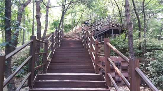 성동구 달맞이근린공원 산책길 목재 계단 정비