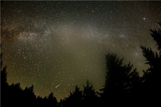▲페르세우스 유성이 밤하늘을 가르고 있다.[사진제공=NASA]