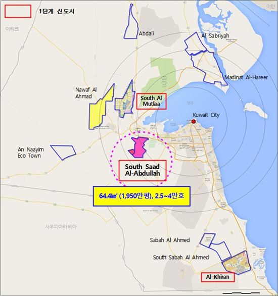 쿠웨이트 압둘라 신도시 위치도(제공: LH)