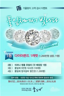 풀잎채, '다이아몬드 1캐럿' 경품 증정 행사 진행