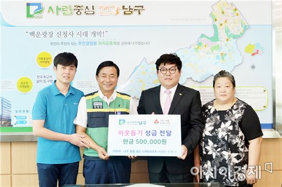 [포토]나주 중흥 골드스파&리조트 신봉수 지점장, 남구에 성금 기부