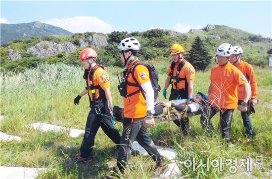 광주 소방항공대 무등산 인명구조 합동훈련
