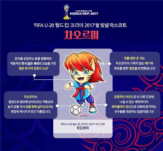  ‘FIFA U-20 월드컵 코리아 2017’공식 마스코트 ‘차오르미’공개 
