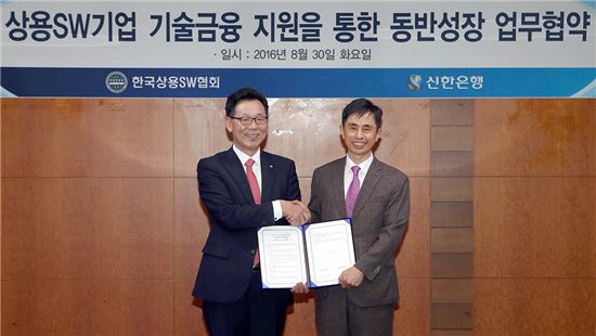 신한은행, 상용SW 기업 기술금융지원 업무협약 체결