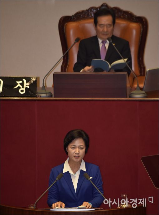 [포토]추미애, 교섭단체대표 연설