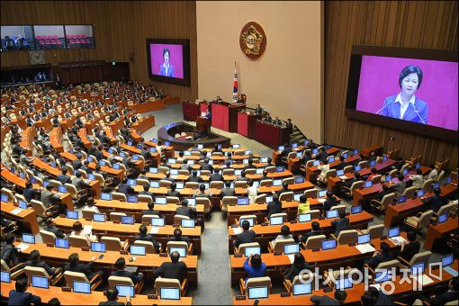 [포토]추미애 대표, 교섭단체대표 연설