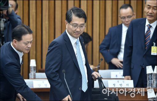 [포토]진웅섭 금감원장, '서별관 청문회' 증인 출석