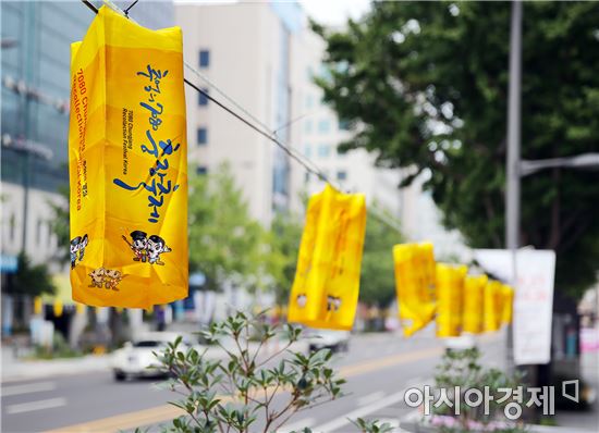 [포토]광주 동구, 충장축제 청사초롱 경관조명등 설치 