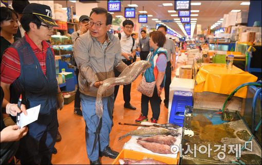 [포토]이정현 대표, 추석 맞이 민생 탐방