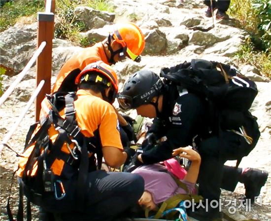 광주남부소방서, 금당산 산악사고 소방헬기 이용 “안전구조”