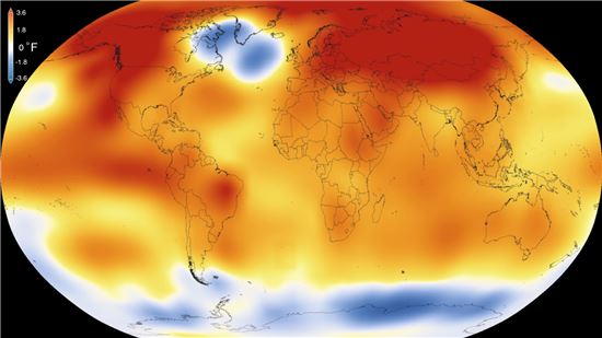 ▲2016년 8월이 136년 동안 기후관측이래 가장 무더웠던 8월로 기록됐다.[사진제공=Goddard Space Flight Center]