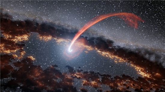 ▲블랙홀이 별을 집어삼키는 순간 엄청난 양의 에너지가 분출된다.[사진제공=NASA]