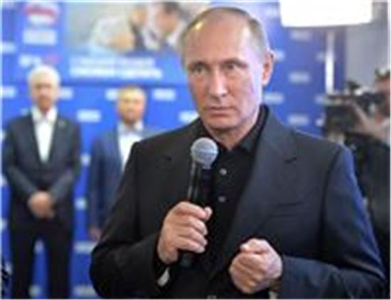 통합러시아당의 승리를 선언하는 블라디미르 푸틴 러시아 대통령