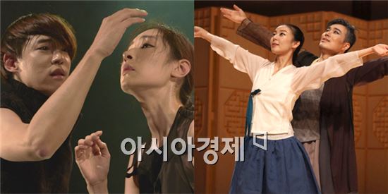 왼쪽부터 오는 21일 국립국악원 '수요춤전' 무대에 선보이는 김재승 대표와 안덕기 대표의 공연 모습 