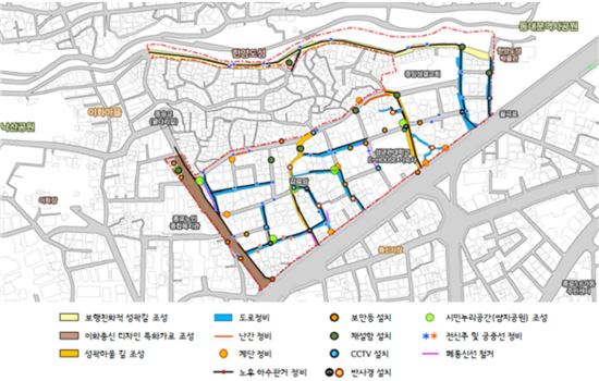 서울 종로구 종로5,6가동(충신 성곽마을) 정비계획 종합도(자료:서울시)