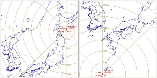 홋카이도 규모 5.5 (좌) 오키나와 규모 5.7(우) / 사진=기상청