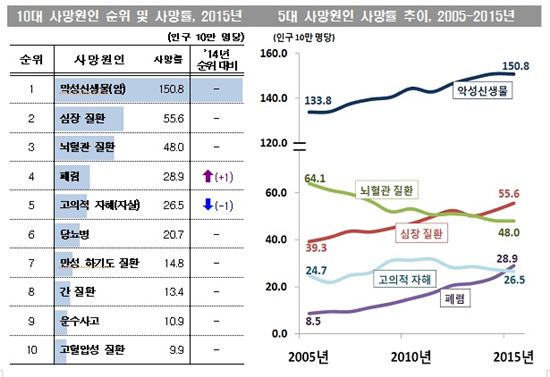 한국인 사망원인 1위는 '암', 2위는? 