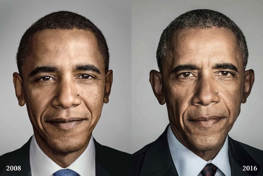 최근 미국 '뉴욕 매거진'에 게재된 오바마의 사진. 8년의 시간이 고스란히 담긴 그의 얼굴에서 그간의 많은 사건과 대통령으로서의 고뇌를 읽을 수 있다.
