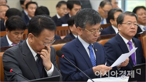 [포토]자료 확인하는 유일호 부총리