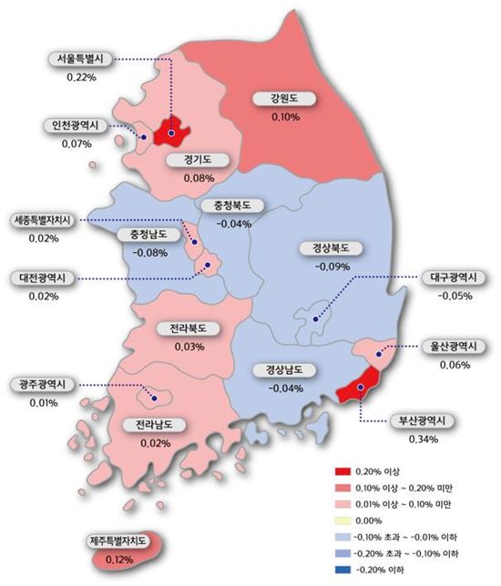 서울 아파트 매매가 상승폭 더 커져…전주比 0.22%↑