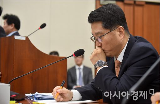 [포토]자료 확인하는 진웅섭 금감원장
