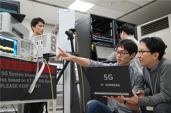 [포토]KT-삼성전자, 세계 최초 5G 규격 기반 '퍼스트 콜' 성공