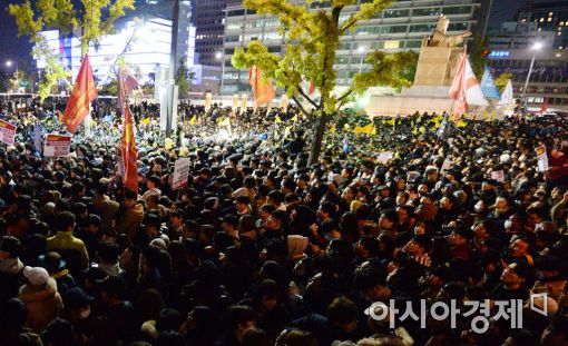 [포토]'청와대 가는 길목에서 막힌 행진'