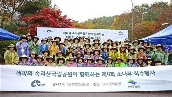 네파, 속리산국립공원서 '소나무 식수 행사' 전개