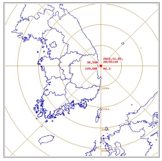기상청은 9일 오후 8시55분쯤 경북 영덕군 북동쪽 26㎞ 해역에서 규모 2.3 지진이 발생했다고 밝혔다. (사진=기상청 제공)
