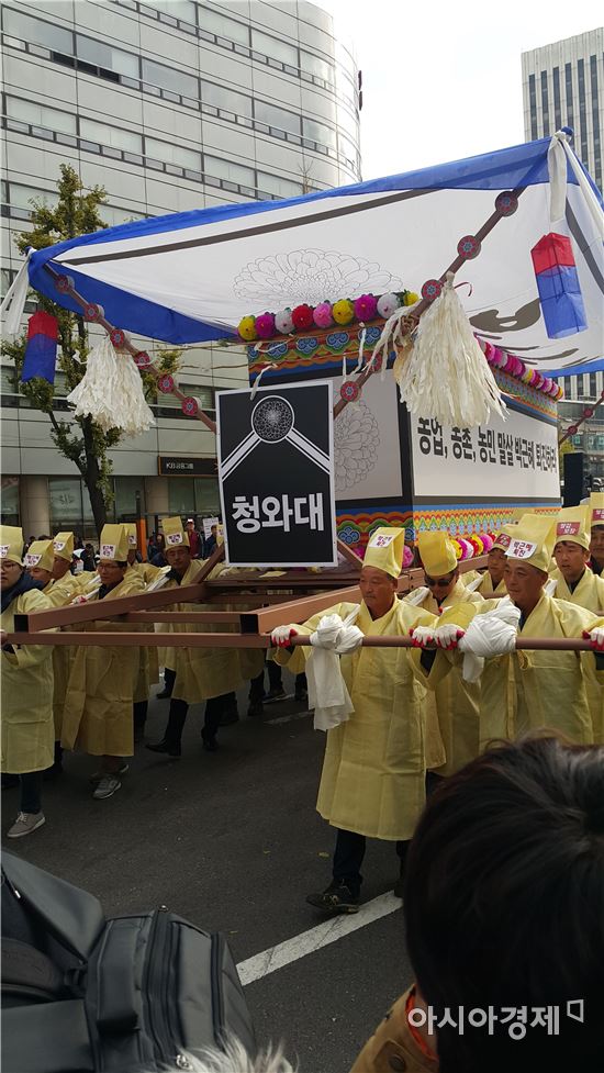 [11·12 촛불집회]"백남기 살인 책임져라" 전국서 모인 농민들 '한목소리'