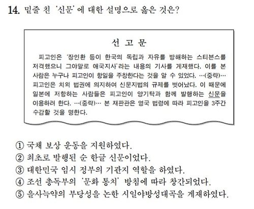 수능 출제오류?…한국사 14번·국어 12번 복수정답 논란 