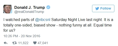 자신 풍자 방송에 화난 트럼프 "재미 하나도 없어"