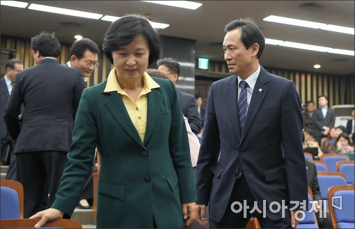 [포토]의원총회 참석하는 추미애·우상호