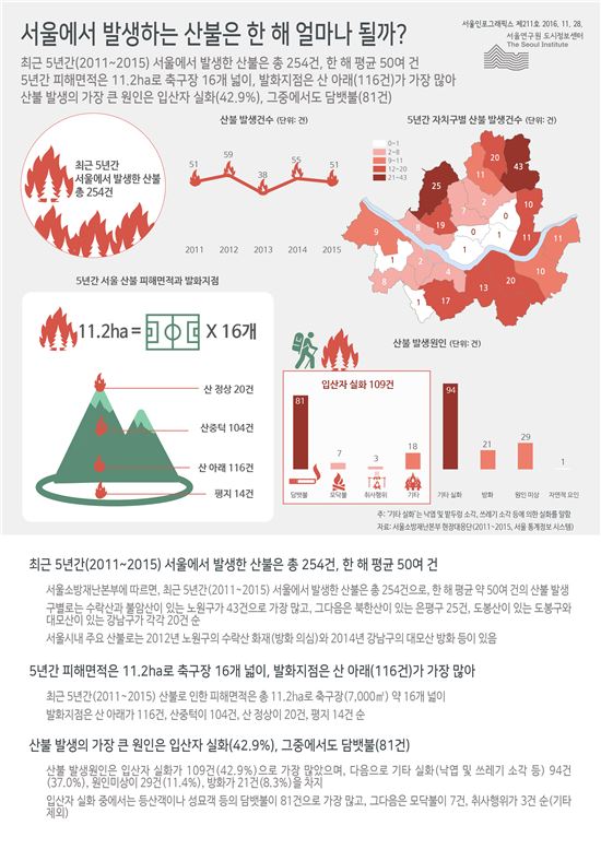 최근 5년간 서울시 산불 피해면적 11.2㏊ 축구장 16개 넓이