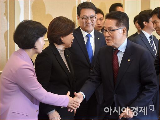 [포토]야3당 대표, '어제도 만나고, 오늘도 만납니다'