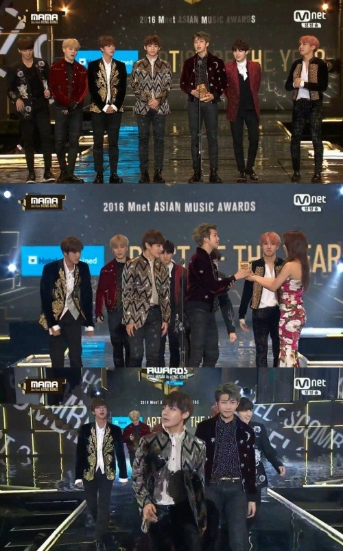 '2016 MAMA' 방탄소년단, '올해의 가수상' 수상…'피땀눈물'의 결실