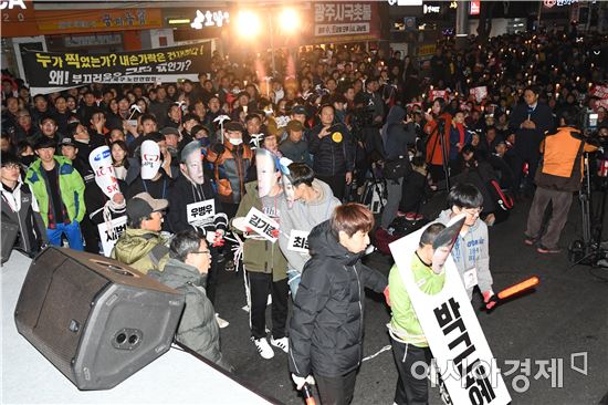 [포토]광주 촛불집회서 박근혜 하옥 퍼포먼스 