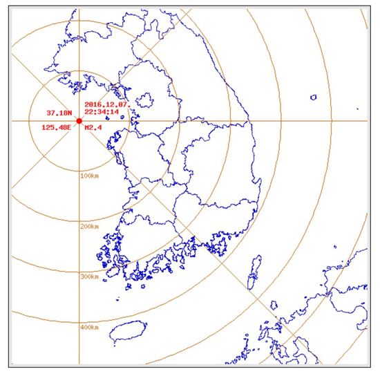 인천 연평도 앞바다서 규모 2.4지진 발생