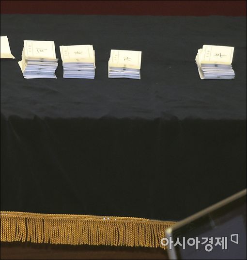 [포토]박근혜탄핵에 대한 '가', '부' 투표용지