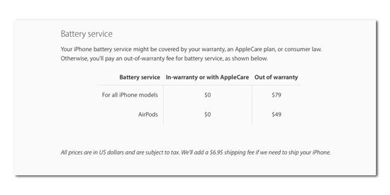 애플 '에어팟' 배터리 교체비용 49달러…보증기간 내 무료
