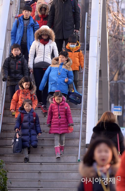 [포토]겨울 한파 등굣길
