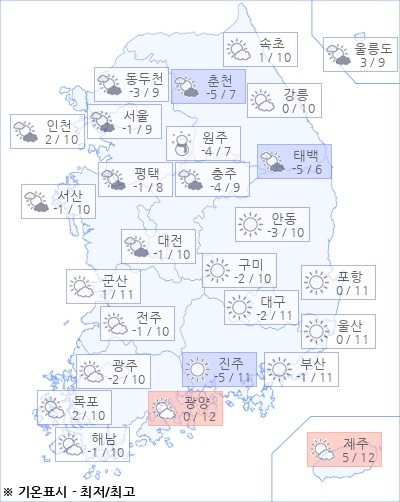 아경 오늘의 날씨와 미세먼지 (오전)