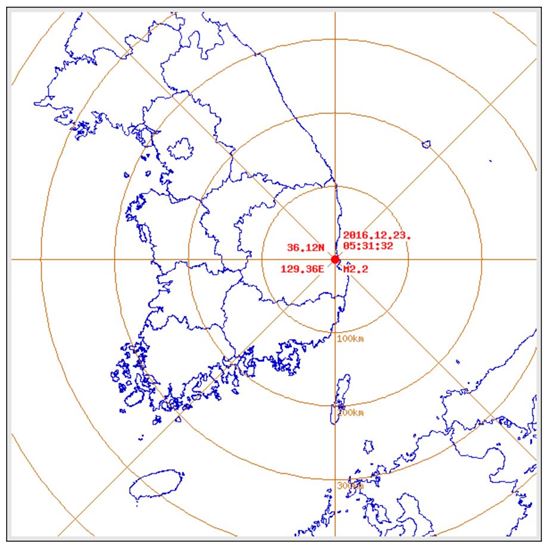 경북 포항에서 규모 2.2지진 발생