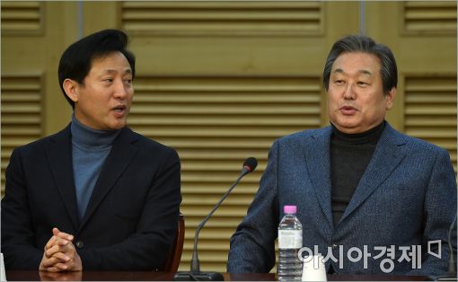 신당 참여를 선언한 오세훈 전 서울시장(왼쪽)과 김무성 새누리당 전 대표