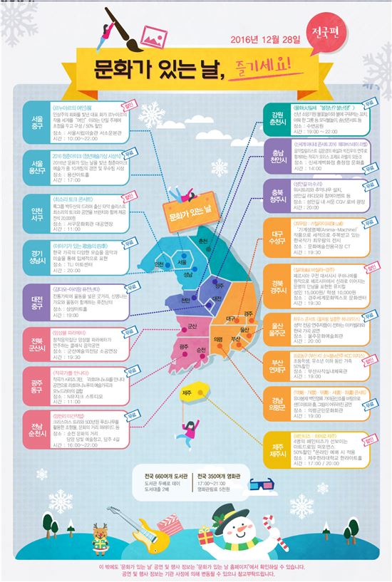 12월 '문화가 있는 날' 문화여행 전국지도