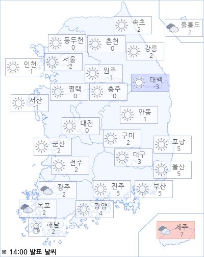 아경 오늘의 날씨와 미세먼지 (오후)