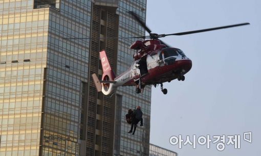 [포토]고층빌딩화재 대응훈련 