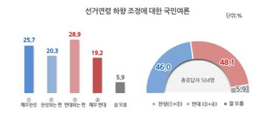 선거연령 하향조정…찬성 46% vs 반대 48%