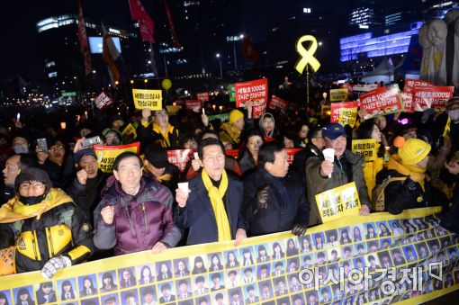 세월호 참사 1000일을 앞두고 서울 광화문 일대에서 열린 제11차 촛불집회.